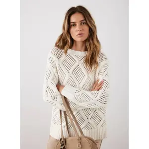 Mint Velvet Cream Sequin Open Stitch Jumper